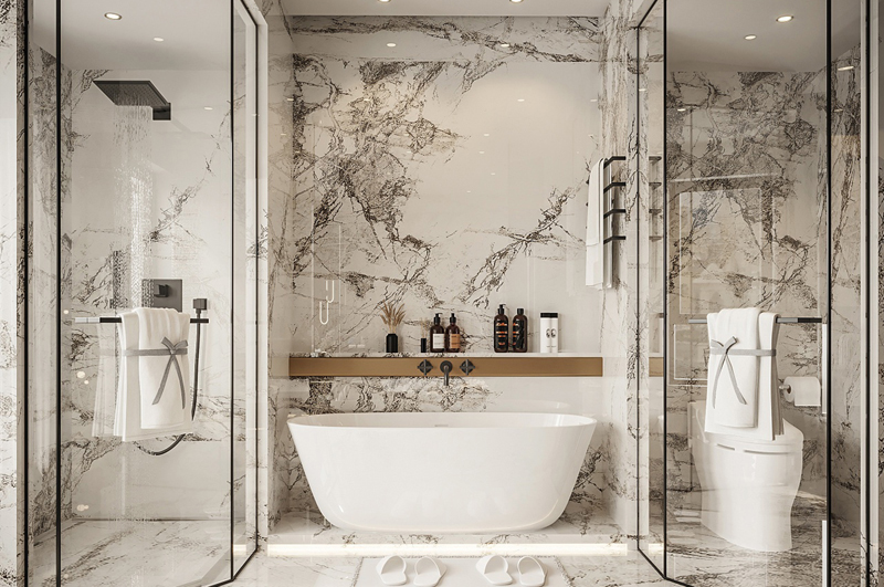 140平極簡輕奢風格衛生間干濕分區裝修效果圖