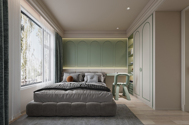 110平三室兩廳兩衛(wèi)簡(jiǎn)歐裝修效果圖