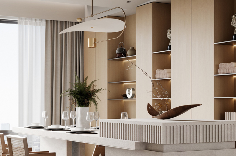 質(zhì)樸自然的日式現(xiàn)代餐臺(tái)裝修效果圖