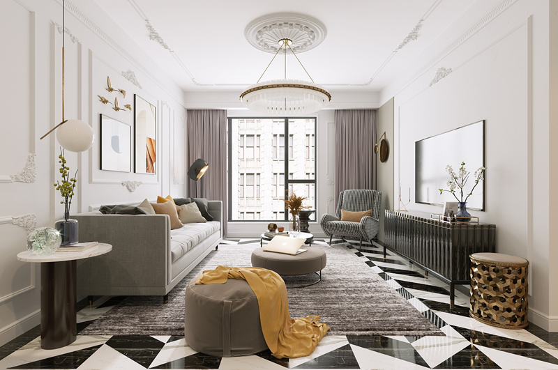 兩室一廳簡歐風格客廳裝修效果圖