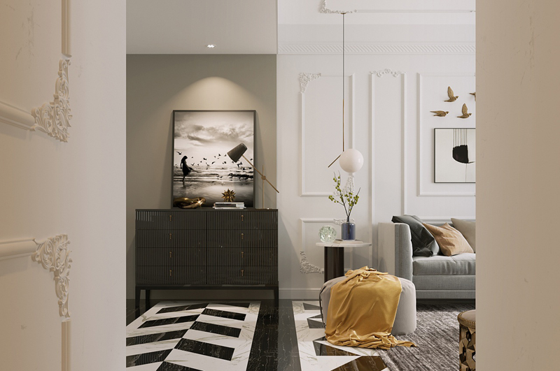 兩室一廳簡歐風格客廳過道裝修效果圖