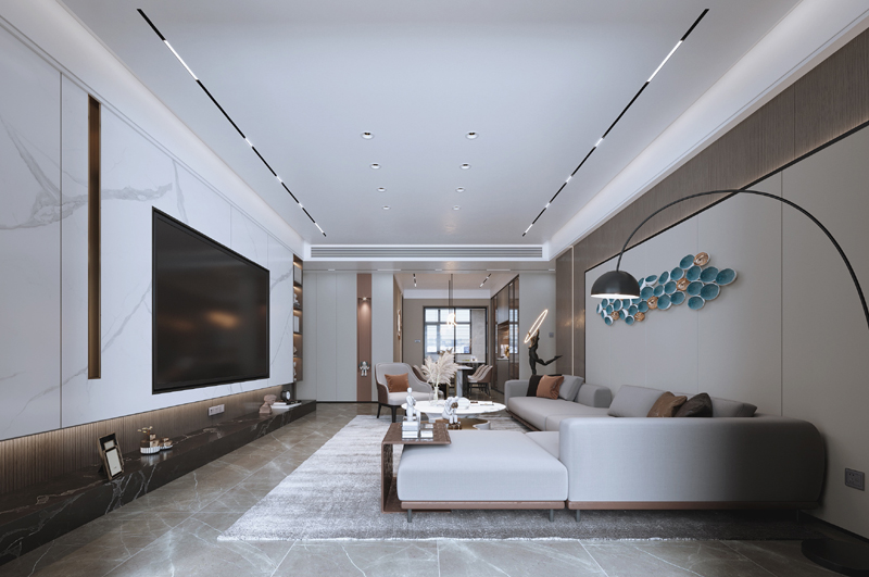 現代輕奢80平套二裝修設計效果圖