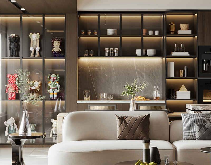 125平復式樓餐廳輕奢裝修設計效果圖