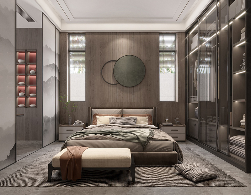 350平獨棟別墅輕奢風(fēng)主臥裝修設(shè)計效果圖