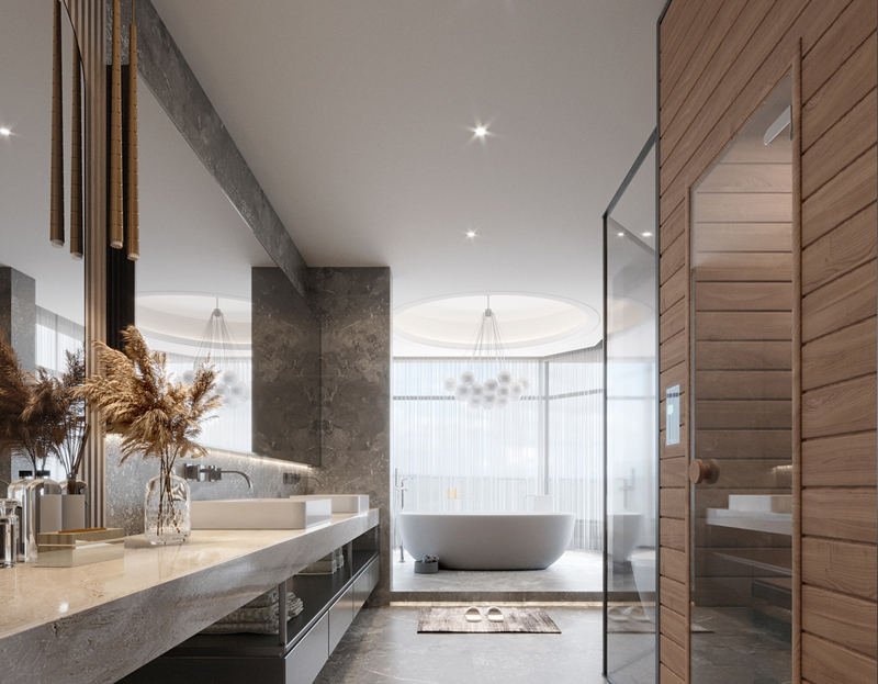 350平獨棟別墅輕奢風(fēng)衛(wèi)生間裝修設(shè)計效果圖