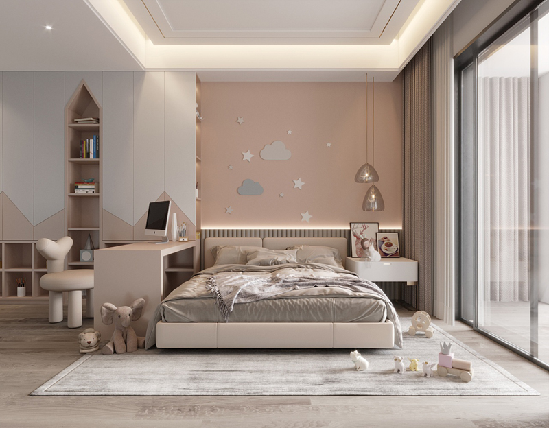 350平獨棟別墅輕奢風(fēng)兒童房裝修設(shè)計效果圖