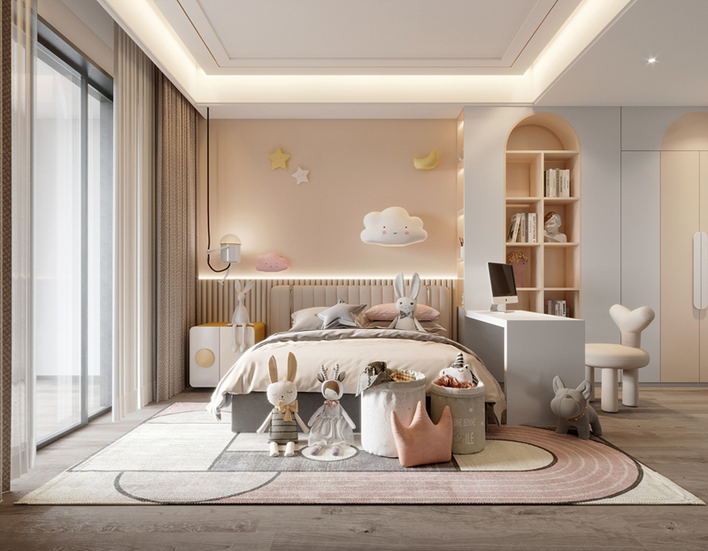 350平獨棟別墅輕奢風(fēng)兒童房裝修設(shè)計效果圖