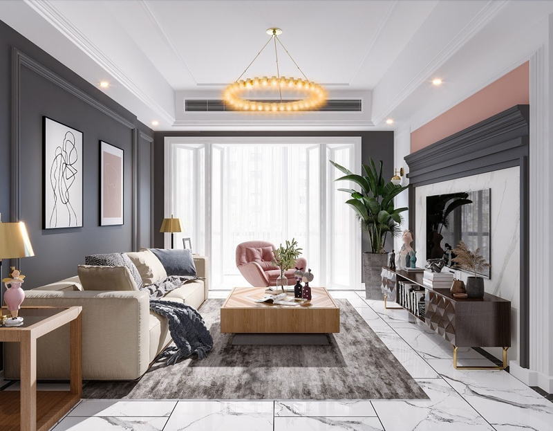 兩居室88平簡歐裝修風格效果圖