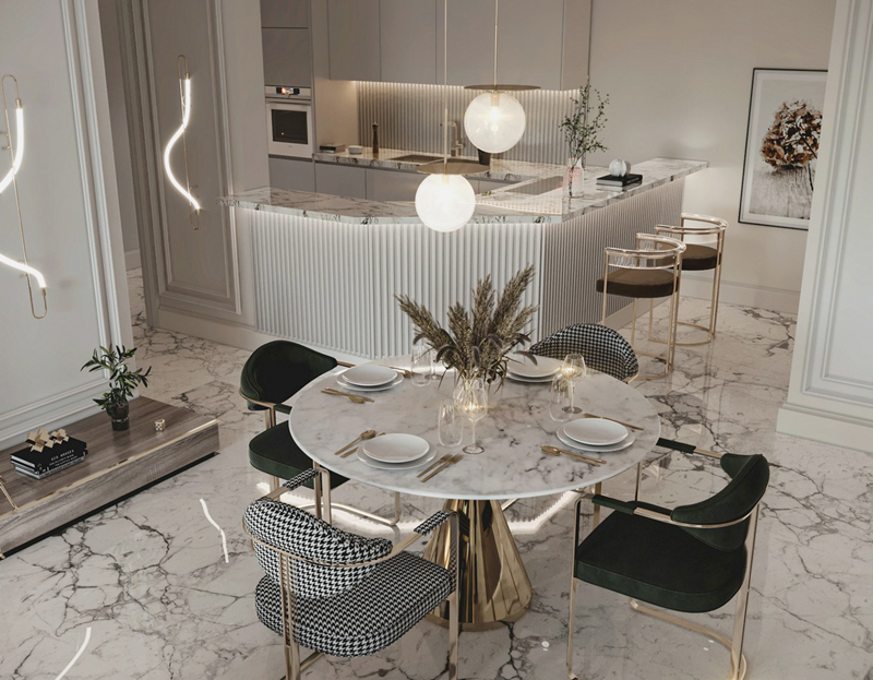 輕奢系小戶型簡歐裝修效果圖