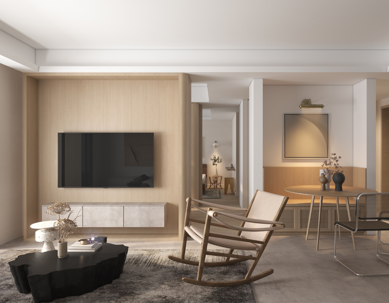 原木風小資情調套二簡約裝修效果圖